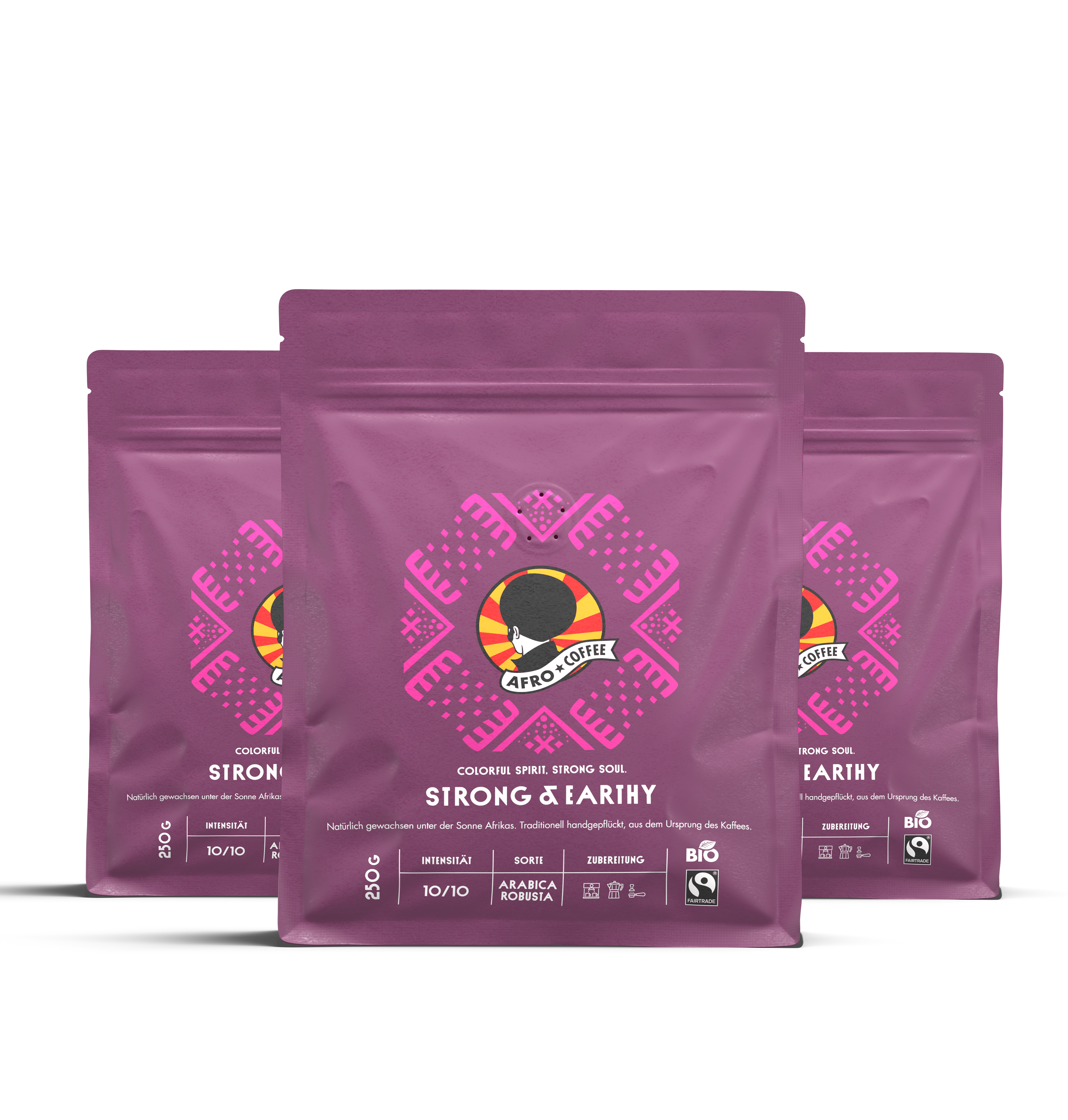 3x 250g gemahlener Bio Kaffee Strong & Earthy, AT-BIO-902