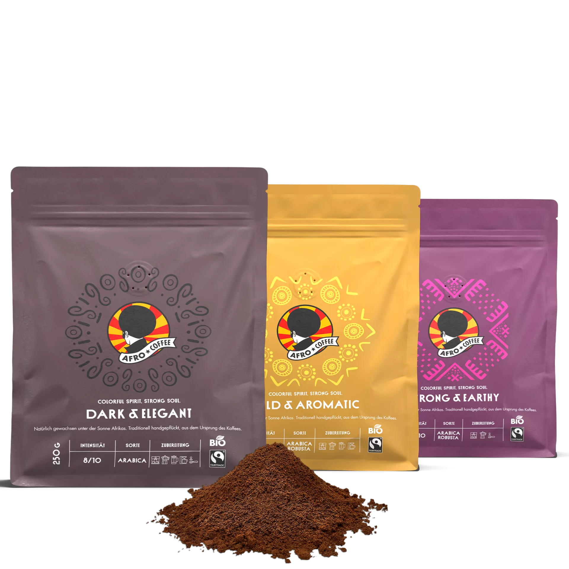 Probierset Kaffee gemahlen, Bio, Fairtrade 3x 250g