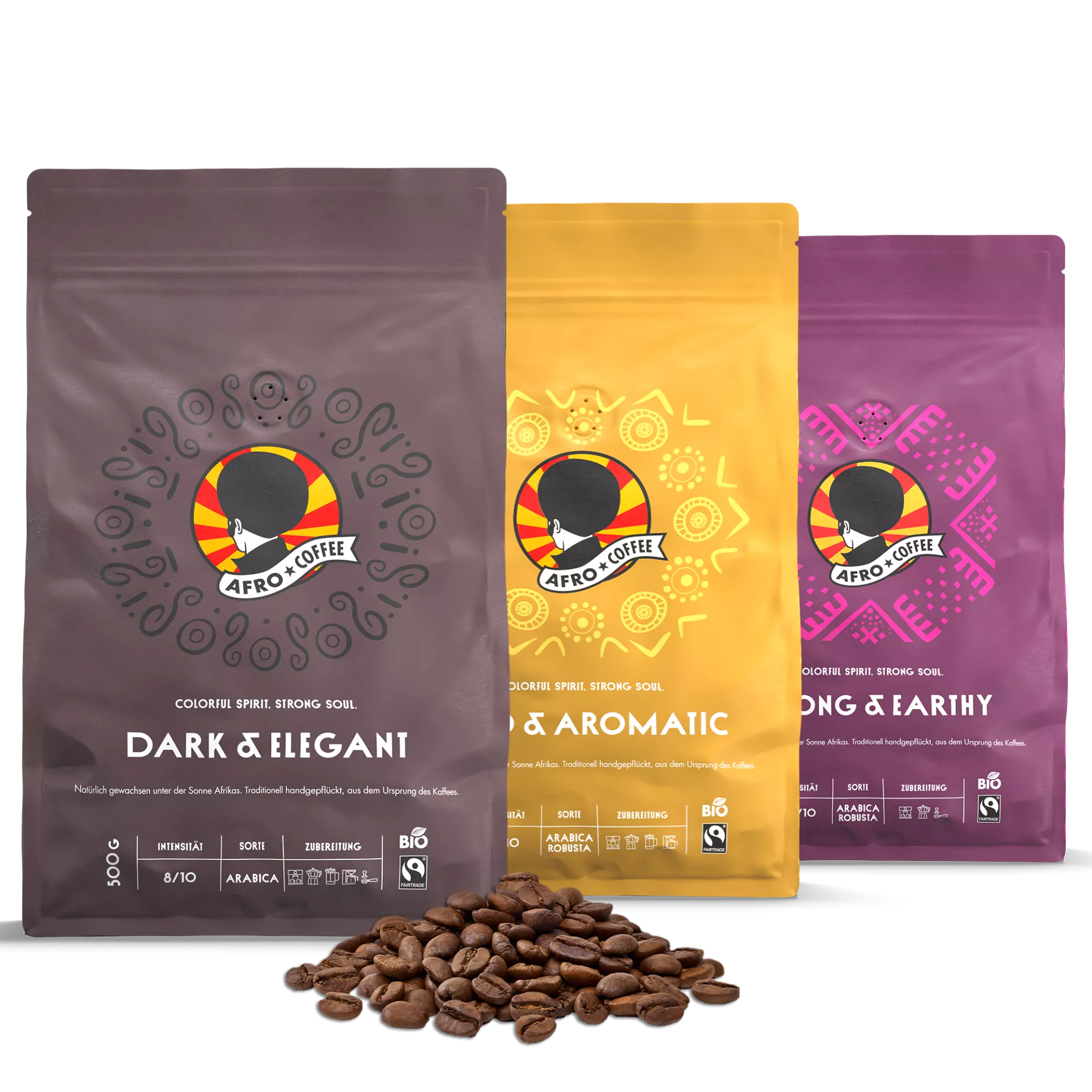 Probierset Kaffeebohnen, Bio, Fairtrade 500g