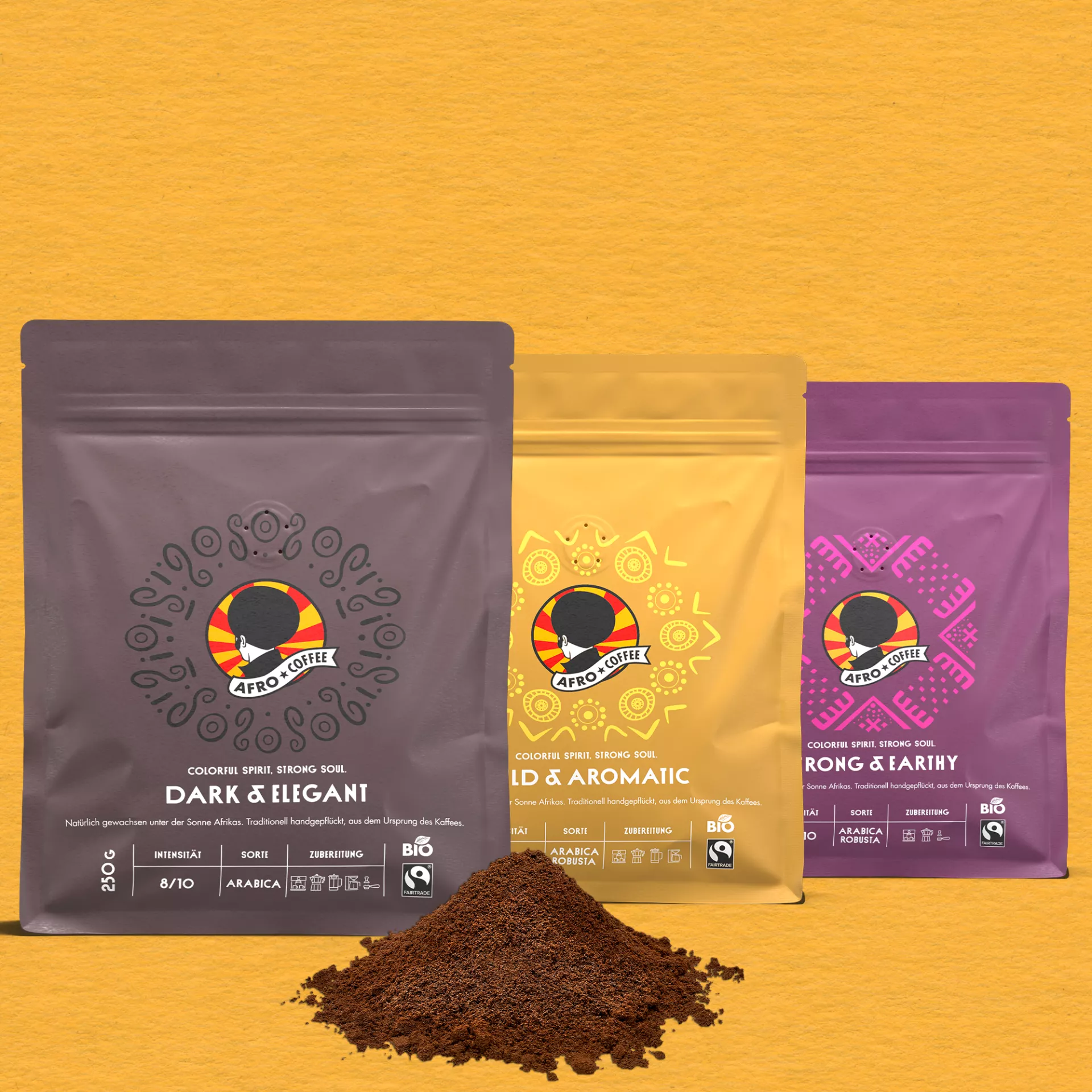Probierset Kaffee gemahlen, Bio, Fairtrade 3x 250g