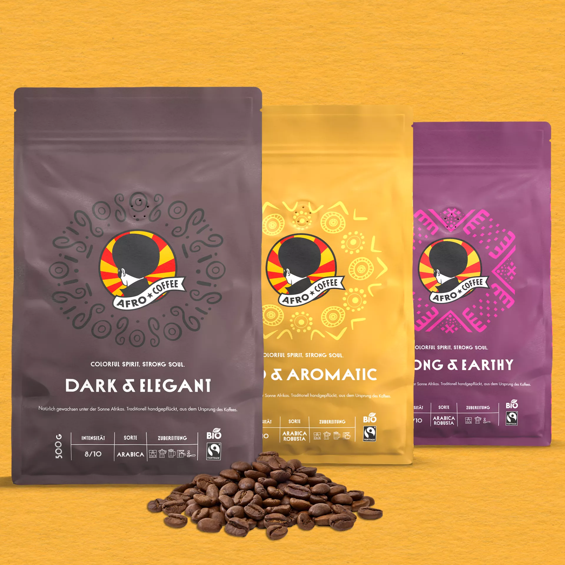 Probierset Kaffeebohnen, Bio, Fairtrade 500g